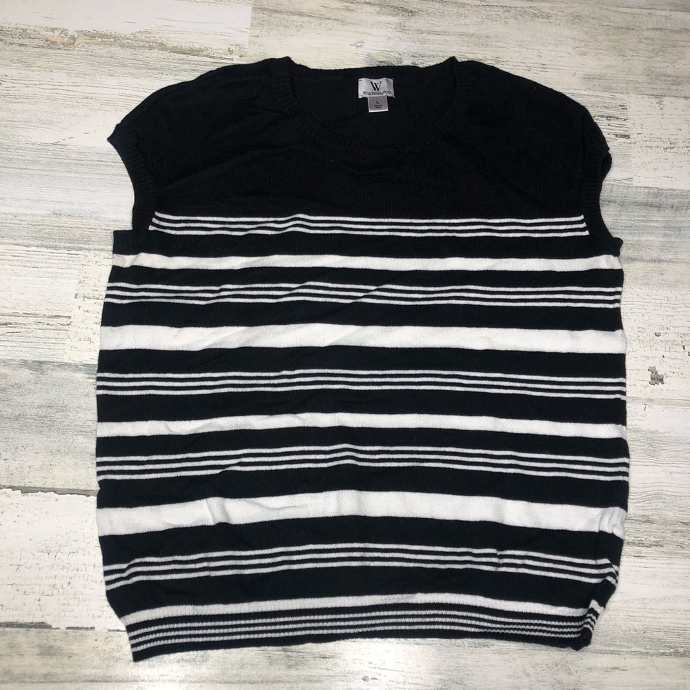 Worthington Sweater vest white black size large